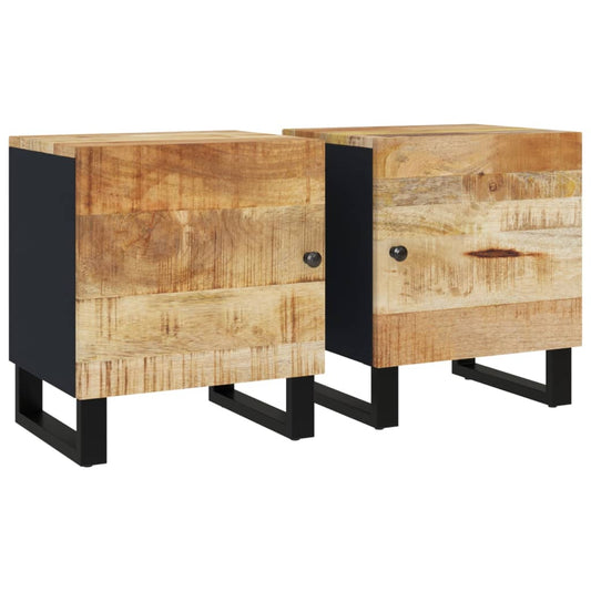 Mesitas De Noche 2 Uds Madera Maciza De Mango 40x33x46 Cm_0