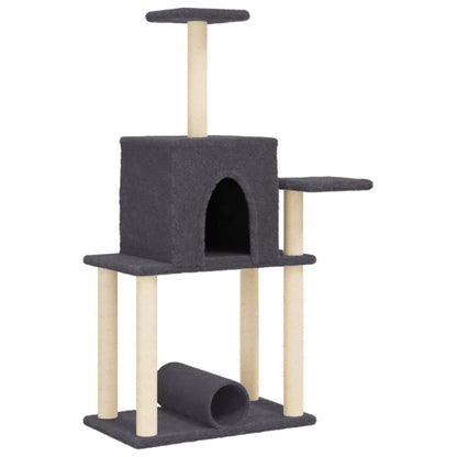 Rascador Para Gatos Con Postes De Sisal Gris Oscuro 122 Cm_0
