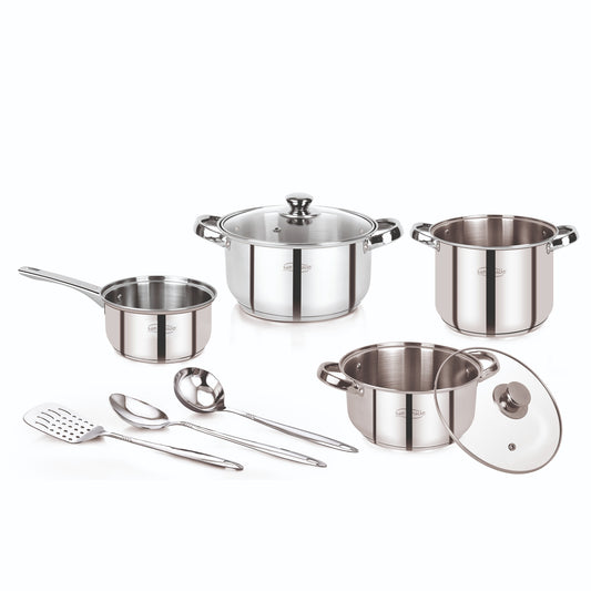 Set 9pc Bateria Cocina Acero Inox Ind Lexia