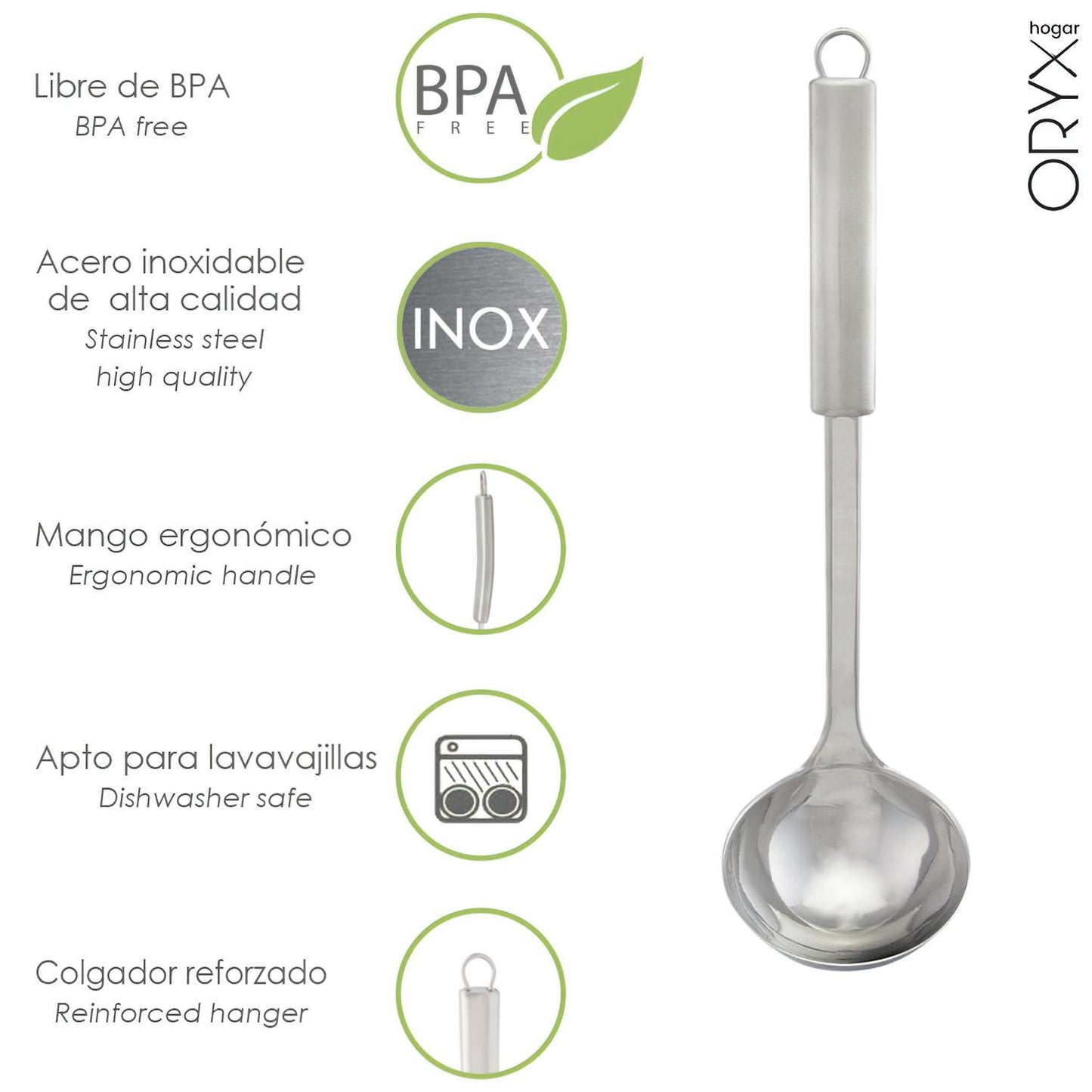 Cucharon Cocina Acero Inoxidable 9x33,5 (alt.) Cm._0