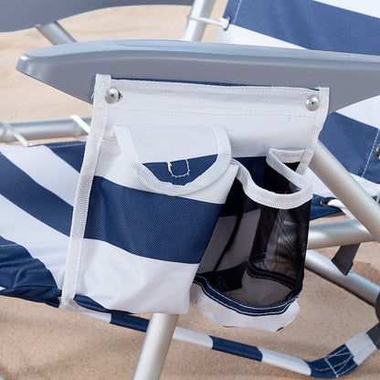 Silla Playa Plegable Baja Mochila 4 Posiciones Rayas C/cojín Y Bolsillo Aktive_2