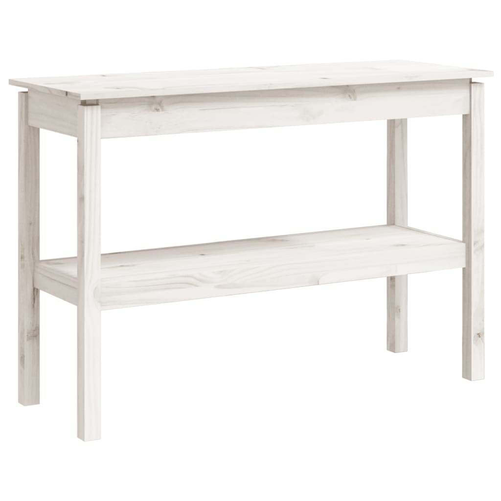 Mesa Consola De Madera Maciza De Pino Blanco 110x40x75 Cm_0