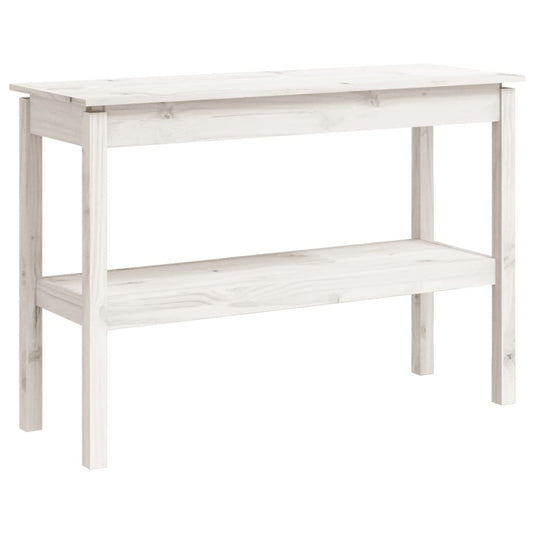 Mesa Consola De Madera Maciza De Pino Blanco 110x40x75 Cm_0