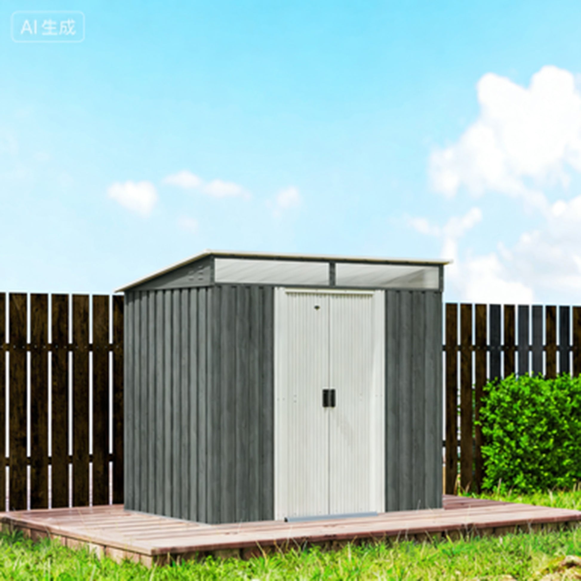 Outsunny Caseta De Jardín 2 M² 195x122x181,5 Cm Con Puerta Corredera Gris Claro_4