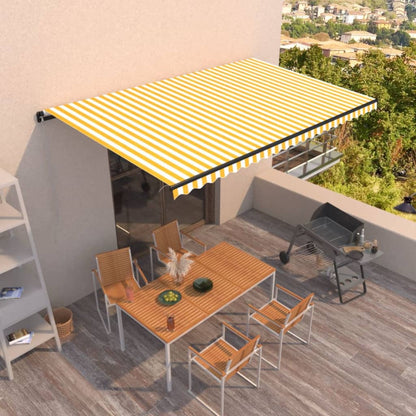 Toldo Retráctil Manual Amarillo Y Blanco 500x300 Cm_1