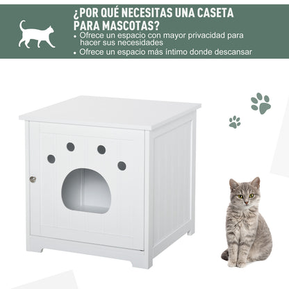 Pawhut Casa Para Gatos De Madera Mueble Arenero Gatos Con Puerta 48x51x51 Cm_5
