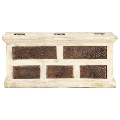 Mesa De Centro De Madera Maciza De Mango Blanca 68x68x30 Cm_0