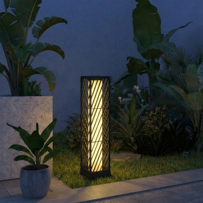 Outsunny Linterna De Jardín De Ratán Solar Luces Encendido Y Apagado Automático_4