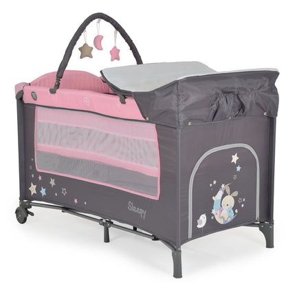 Cuna De Viaje Con Cambiador Sleepy Pink_1