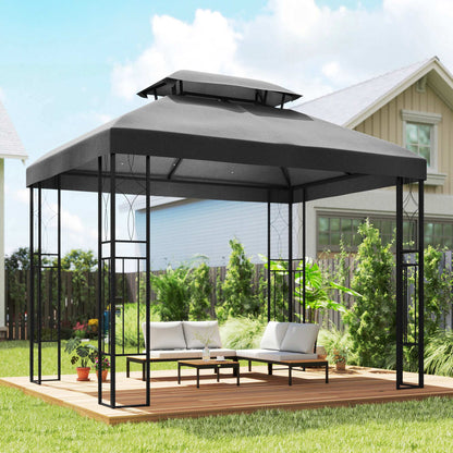 Outsunny Techo De Repuesto Para Cenador 4x3 M Con Techo Doble Anti-uv Gris_1