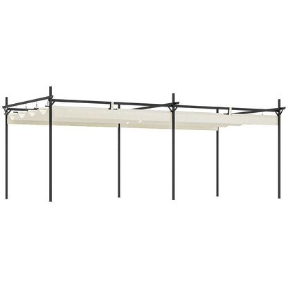 Outsunny Pérgola Con Techo Retráctil 6x3 M Anti-uv Resistente Al Agua Crema_0