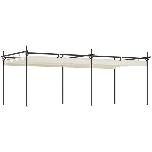 Outsunny Pérgola Con Techo Retráctil 6x3 M Anti-uv Resistente Al Agua Crema_0