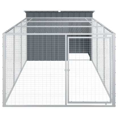 Caseta Para Perro Con Corral Antracita 153x396x110 Cm Acero Galvanizado_4
