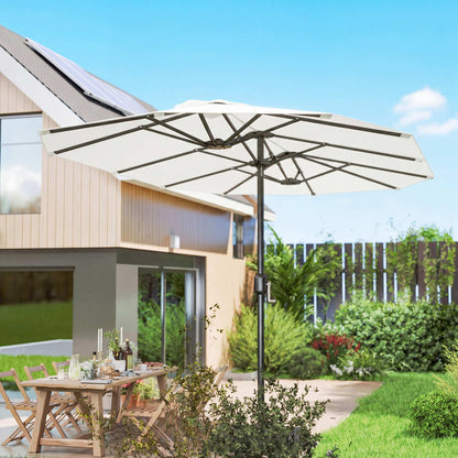 Outsunny Sombrilla Doble 4,6x2,6 M Con Protección Uv50+ Y Manivela Blanco_4