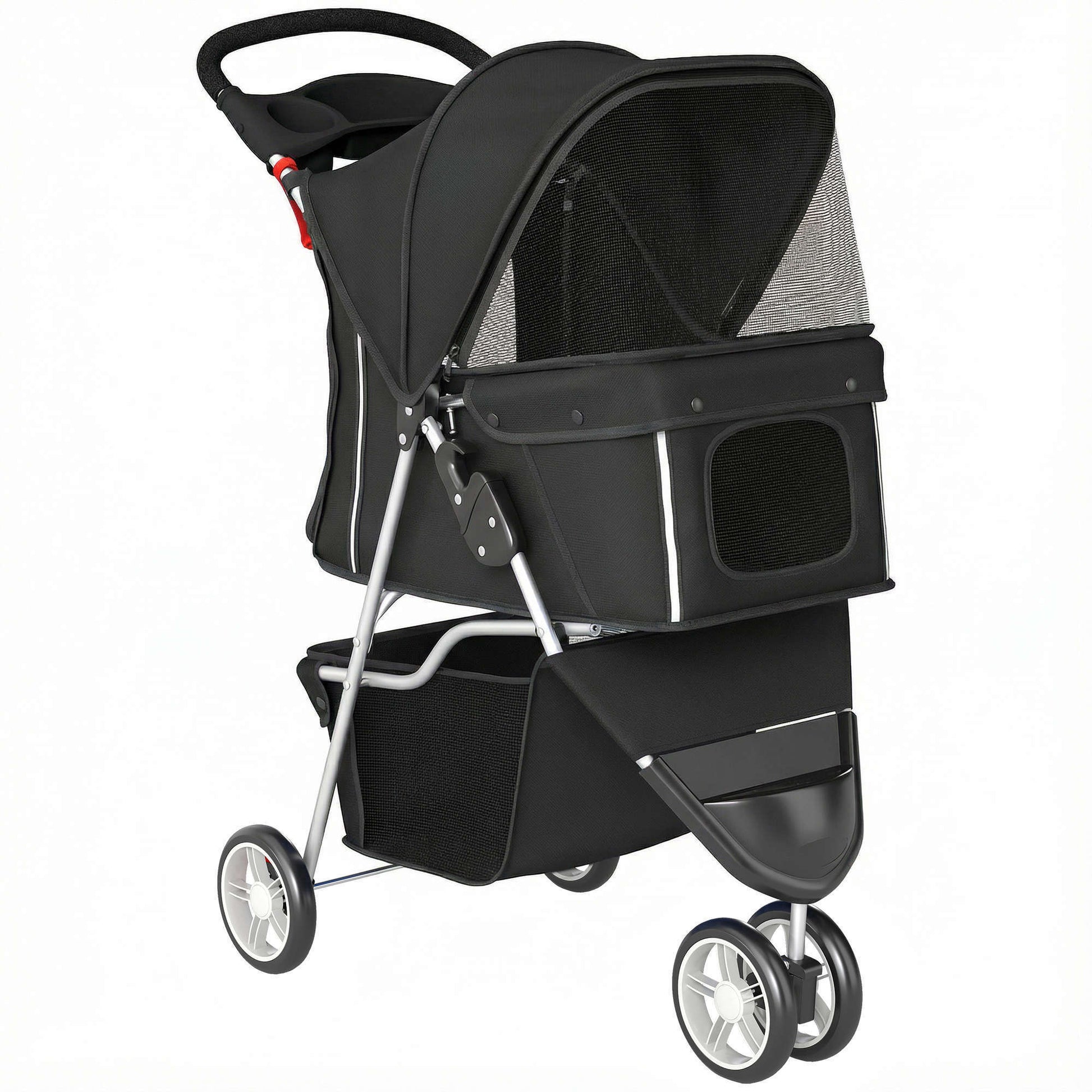 Pawhut Cochecito Para Perros Plegable Con Cesta De Almacenaje 77x44x102 Cm Negro_1