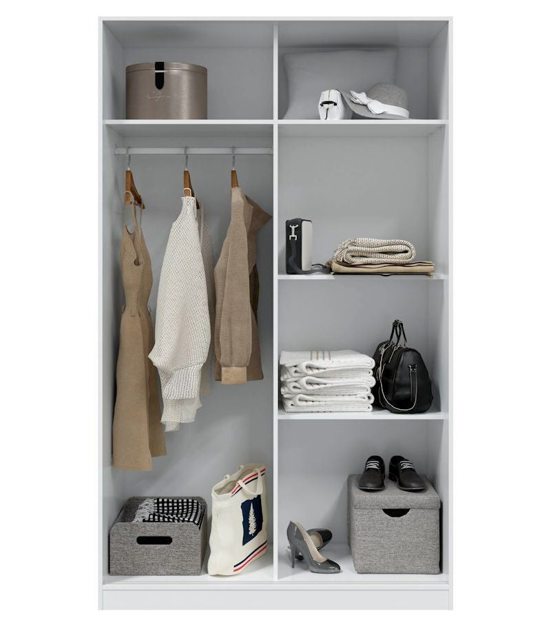 Armario 2 Puertas Correderas Estantes 120 Blanco Brillo_1