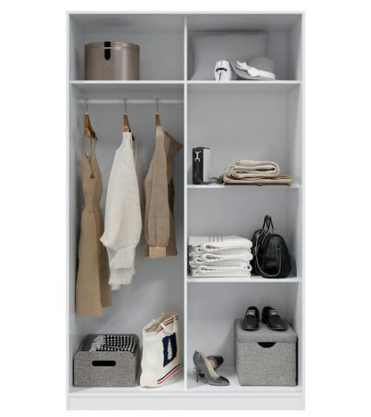 Armario 2 Puertas Correderas Estantes 120 Blanco Brillo_1