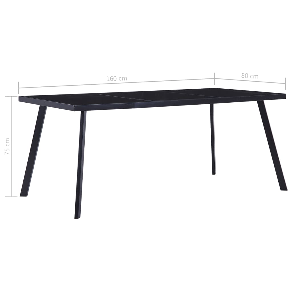 Mesa De Comedor De Vidrio Templado Negro 160x80x75 Cm_3