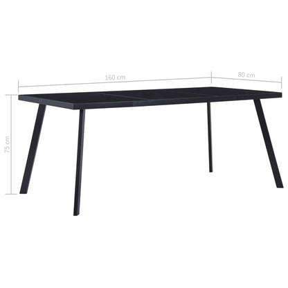 Mesa De Comedor De Vidrio Templado Negro 160x80x75 Cm_3