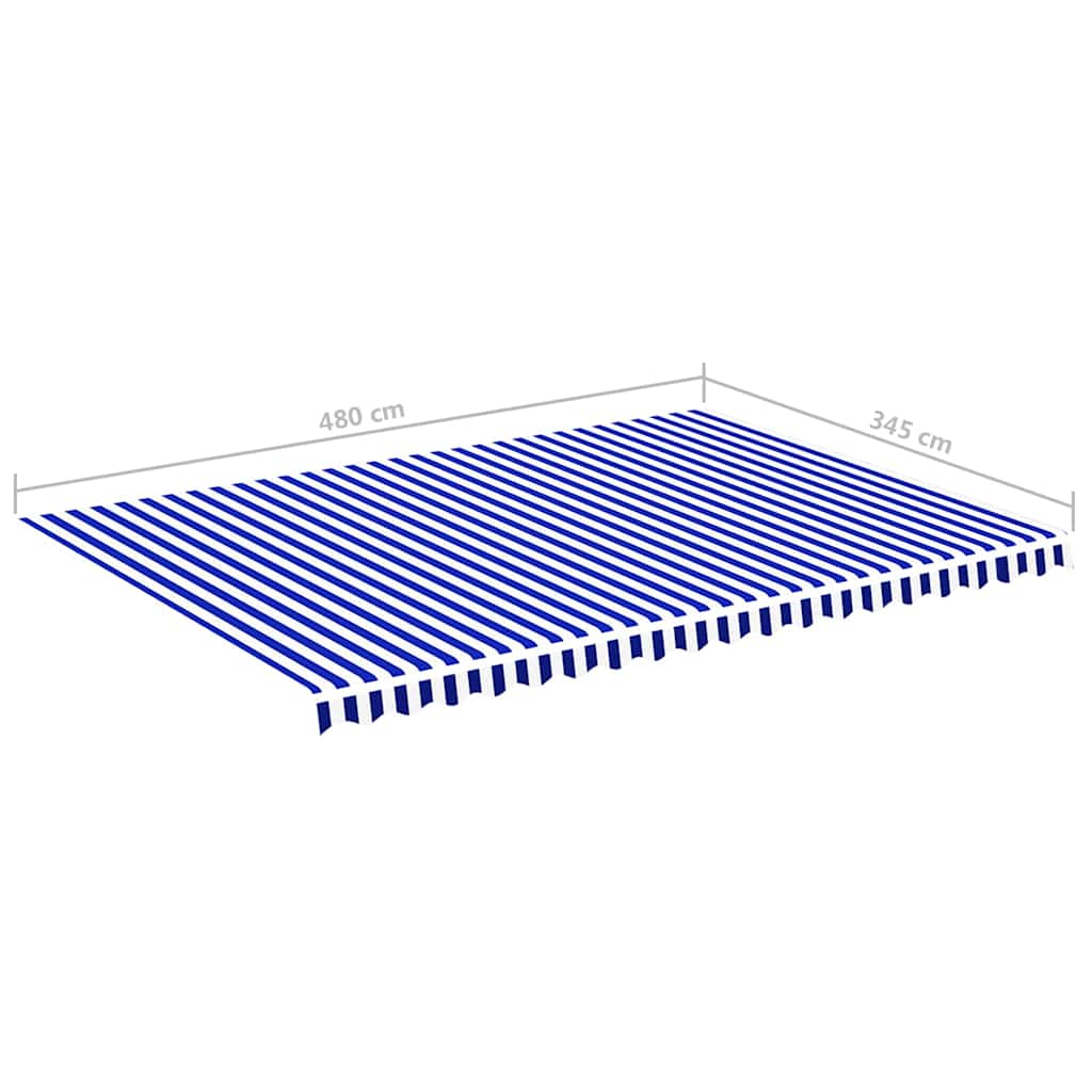 Tela De Repuesto Para Toldo Azul Y Blanco 5x3,5 M Poliéster_5