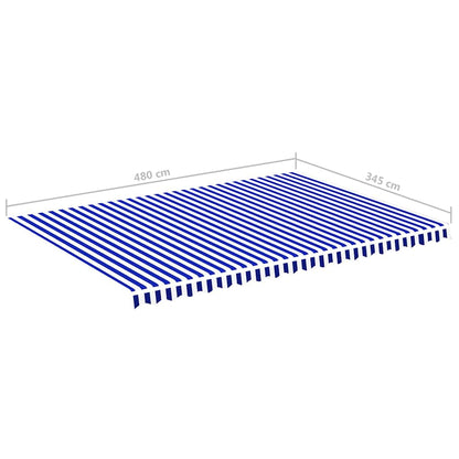 Tela De Repuesto Para Toldo Azul Y Blanco 5x3,5 M Poliéster_5