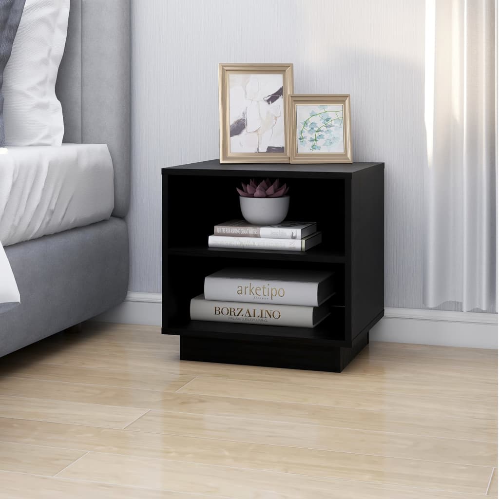 Mesitas De Noche 2 Uds Madera Maciza De Pino Negro 40x34x40 Cm_2