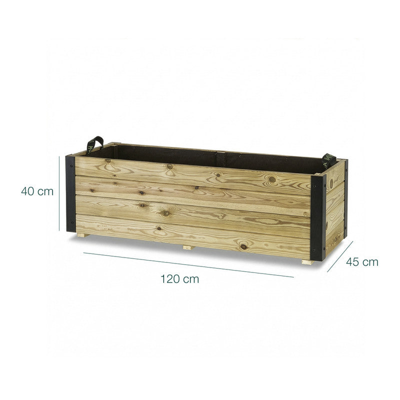 Jardinera De Madera Con Refuerzo De Aluminio 120x45x40 Cm Ghio Al Hortalia_5