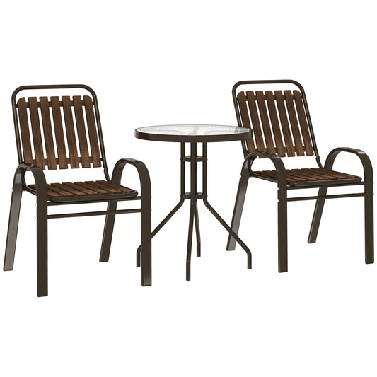 Outsunny Conjunto Jardín Exterior De 3 Piezas Con 2 Sillas Apilables Y Mesa_0