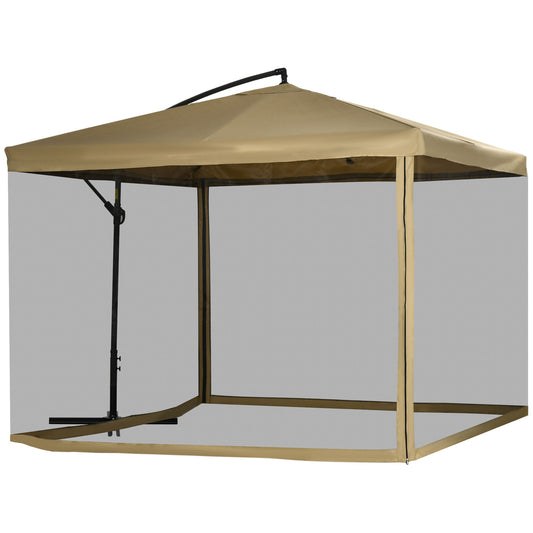 Outsunny Sombrilla De Jardín 296x296x265 Cm Inclinable Con Manivela Base Cruzada_0