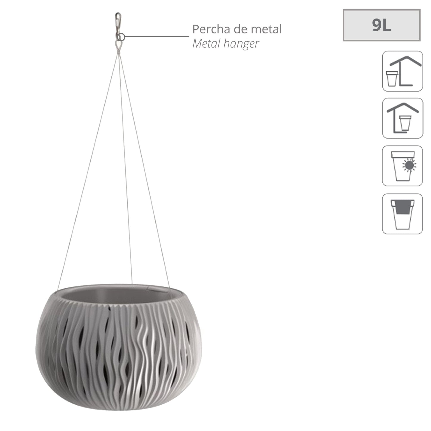 Prosperplast Bowl Sandy Ws De Plástico Con Depósito En Color Gris Piedra, 21,8 (alto) X 37 (ancho) X 37 (profundo) Cms_1