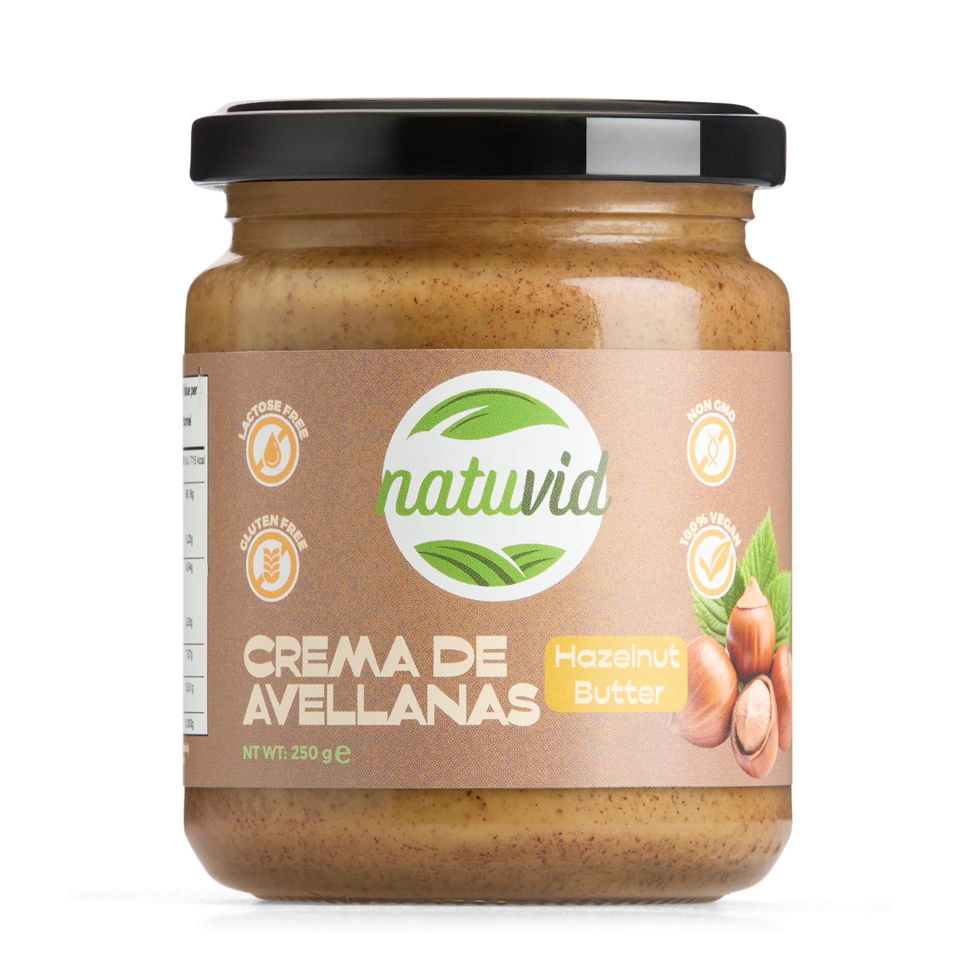 Crema de Avellanas NATUVID 100% Natural Tostada | 250g | Sin Gluten y Sin Lactosa | Ideal Keto, Low Carb y Vegana_0