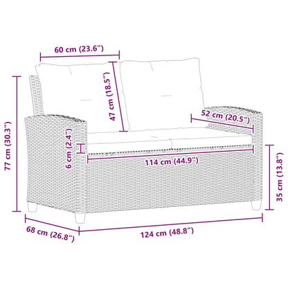 Vidaxl Sofá De Jardín 2 Plazas Y Cojines Ratán Sintético Gris 124 Cm_2