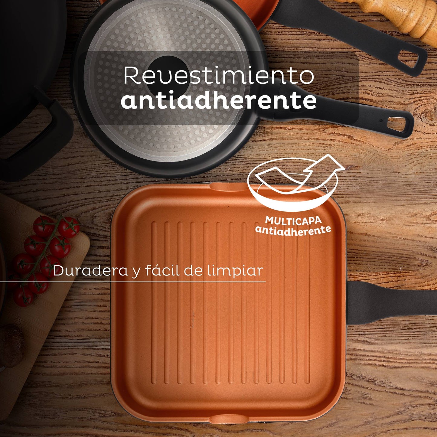 Sartén Grill Antiadherente Ø28cm Bronze San Ignacio