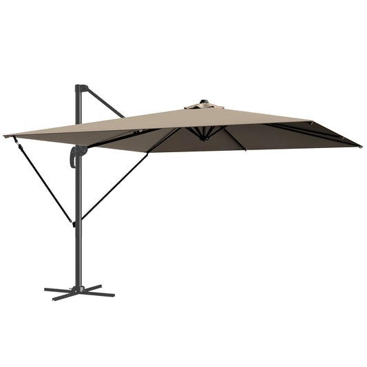 Outsunny Sombrilla De Jardín 2,9x2,9 M Con Manivela Inclinación Ajustable Caqui_0