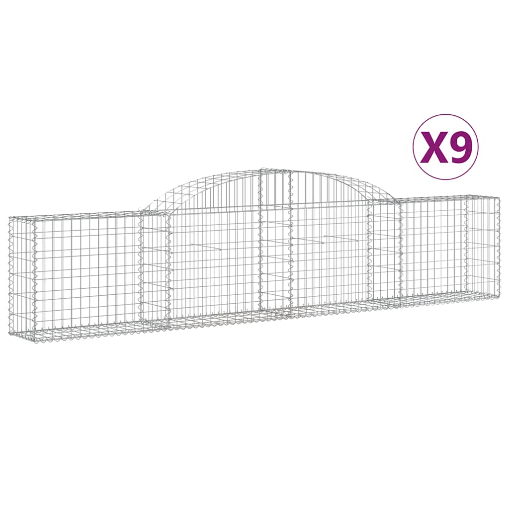 Cestas De Gaviones 9 Uds Forma De Arco Hierro 300x30x60/80 Cm_0