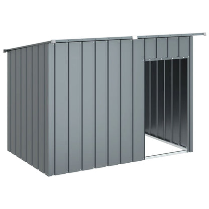 Caseta Perros Con Tejado Acero Galvanizado Gris 153x91x110 Cm_0