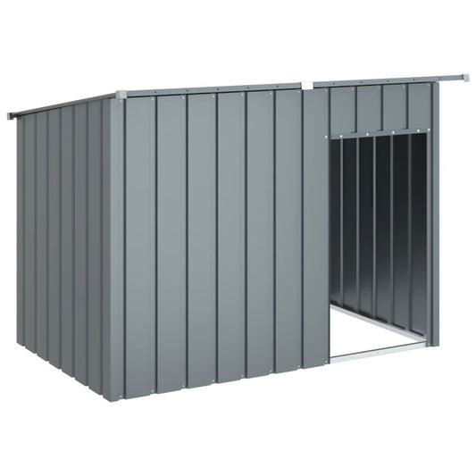 Caseta Perros Con Tejado Acero Galvanizado Gris 153x91x110 Cm_0
