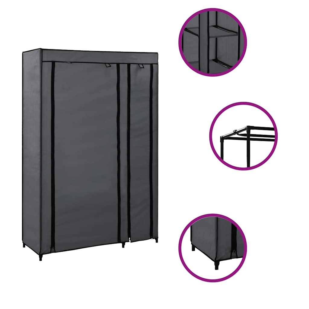 Armario Plegable De Tela Gris 110x45x175 Cm_0