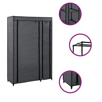 Armario Plegable De Tela Gris 110x45x175 Cm_0