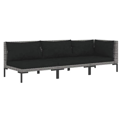 Vidaxl Muebles Jardín 3 Pzas Ratán Sintético Semicircular Gris Oscuro_0