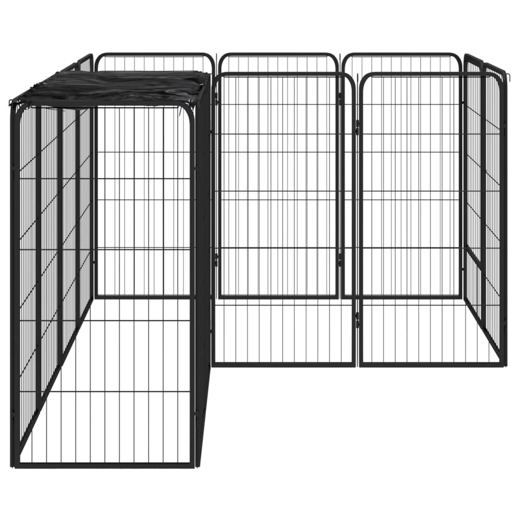 Jaula Perros 14 Paneles Acero Recubierto Polvo Negro 50x100 Cm_2