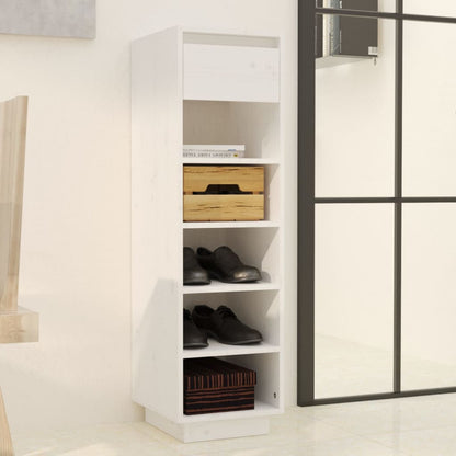 Mueble Zapatero De Madera Maciza De Pino Blanco 30x34x105 Cm / Vetonek_1