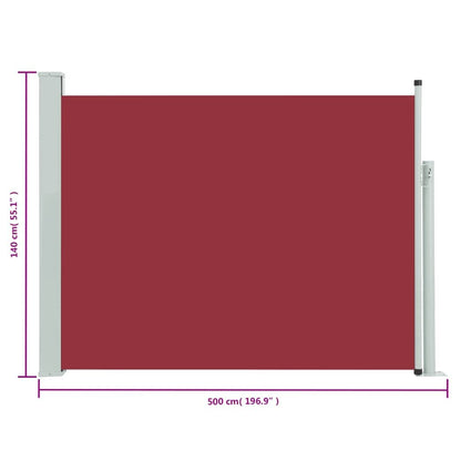 Vidaxl Toldo Lateral Retráctil Para Patio Rojo 140x500 Cm_2