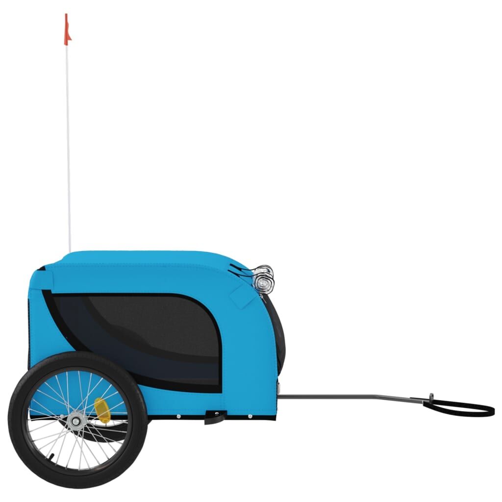 Vidaxl Remolque De Bicicleta Mascotas Hierro Tela Oxford Azul Negro_4