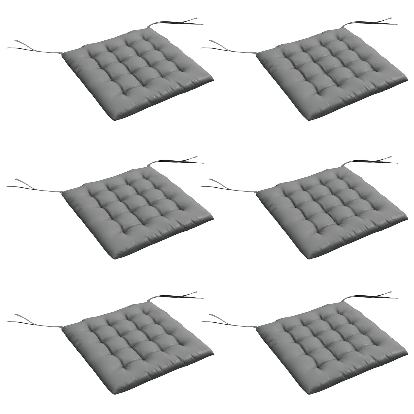 Outsunny Juego De 6 Cojines Para Sillas De Comedor 40x40 Cm Gris Oscuro_0