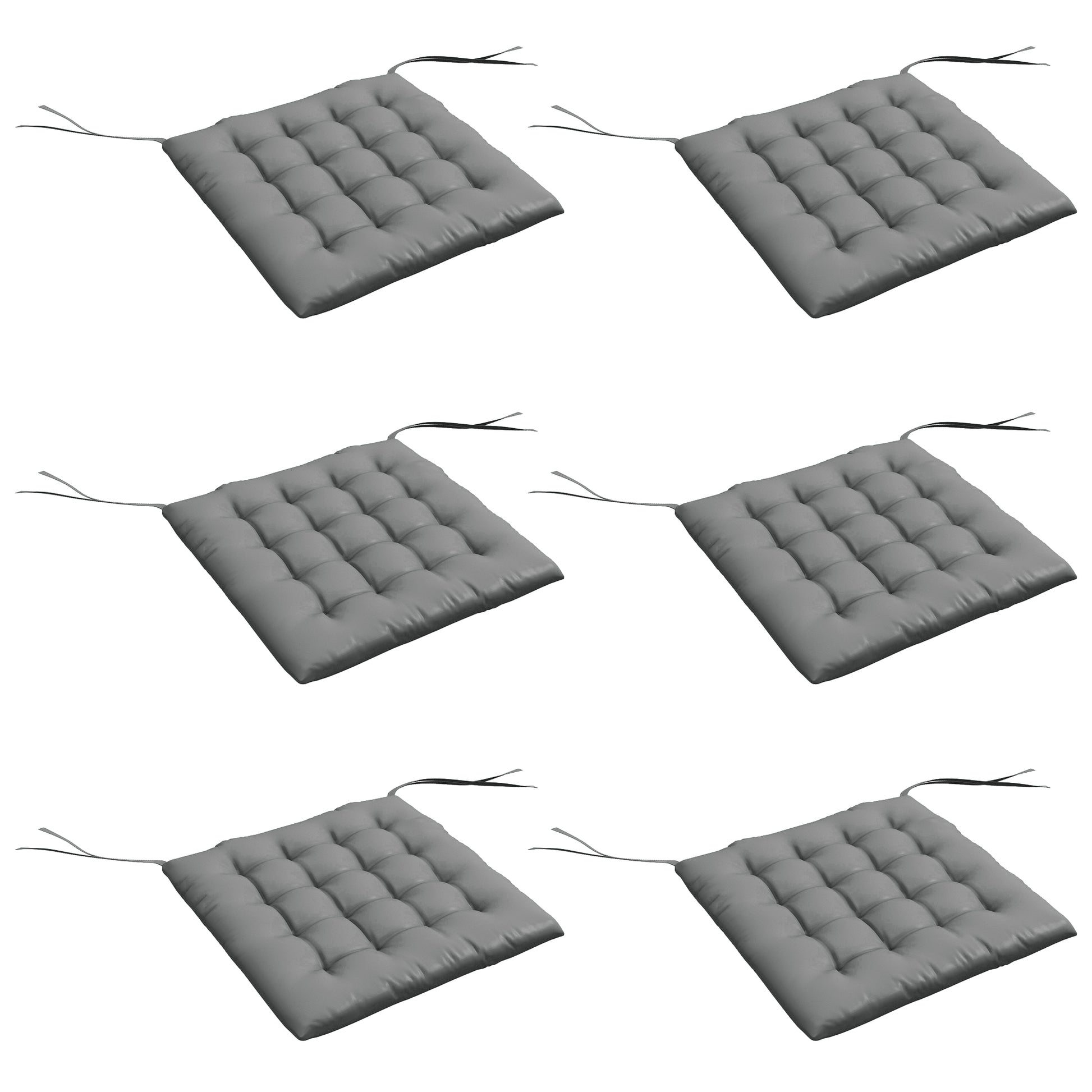 Outsunny Juego De 6 Cojines Para Sillas De Comedor 40x40 Cm Gris Oscuro_0