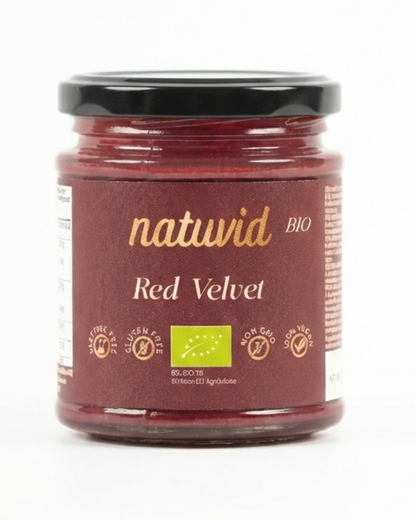 Crema Red Velvet BIO Natuvid (200g) | Mantequilla de Frutos Secos Orgánica | Vegana, Sin Gluten y Sin Lactosa_0