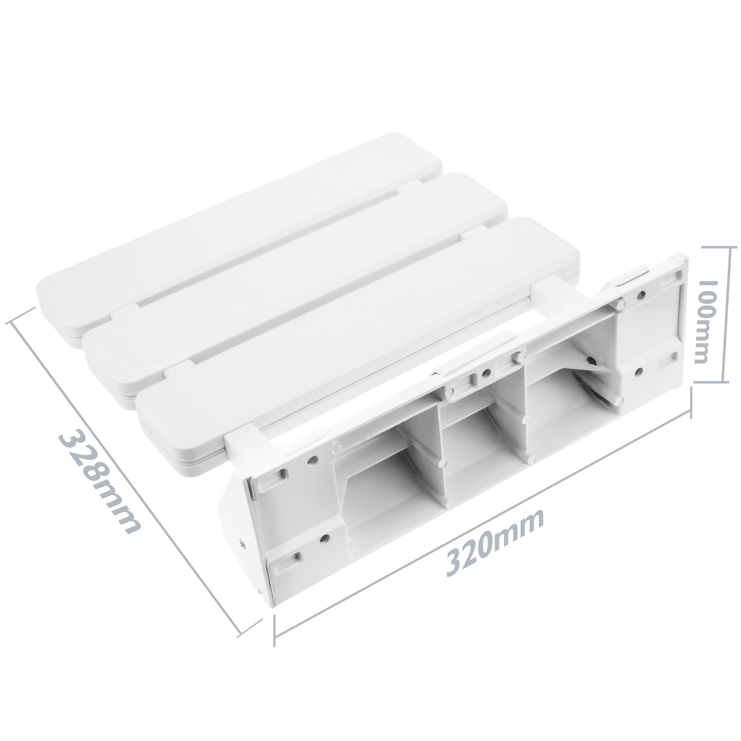 Asiento De Ducha Abatible. Silla Plegable Para Ancianos De Plástico Y Aluminio Blanco 320x328mm_2