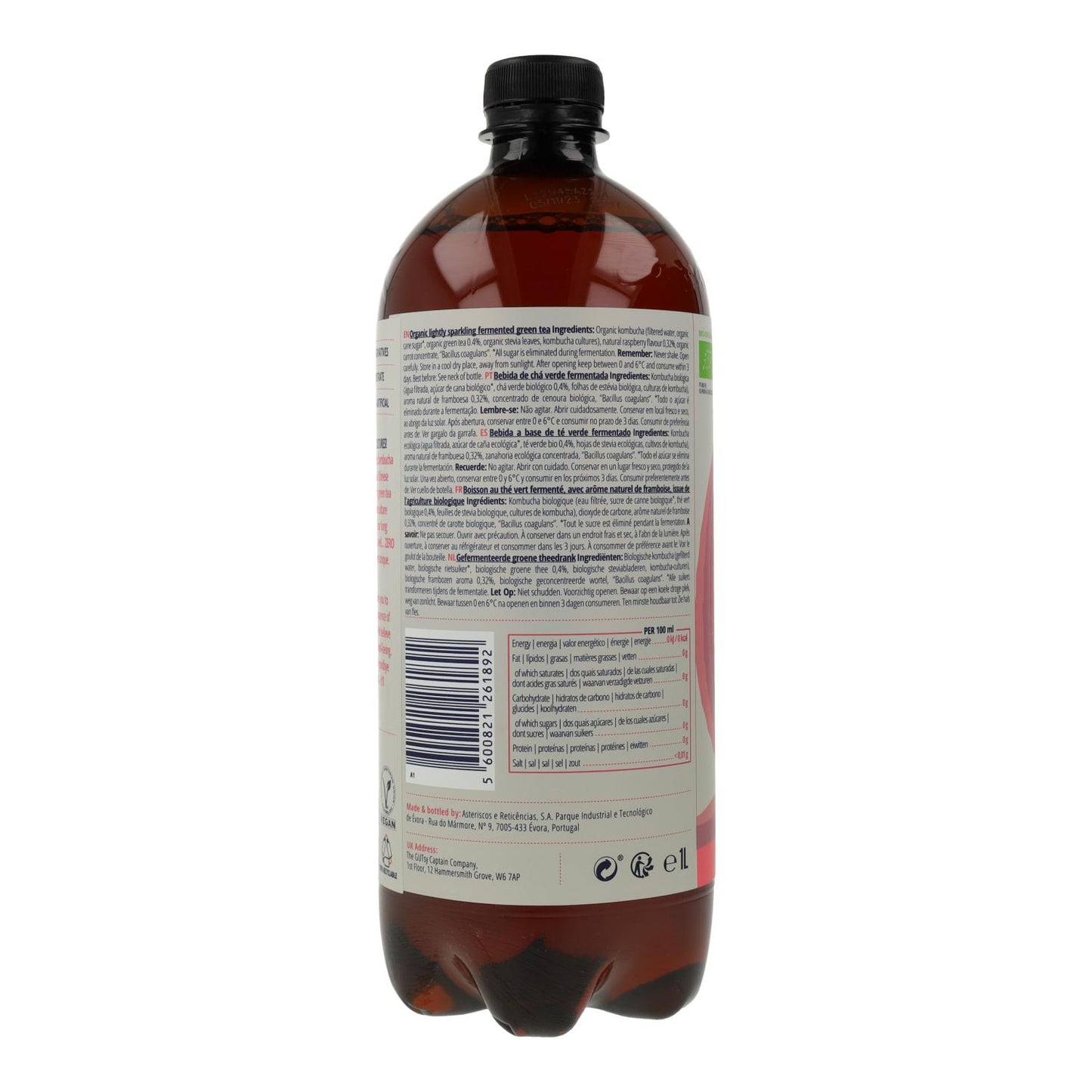 Pack 6x Kombucha Zero Frambuesa Bio 1 L