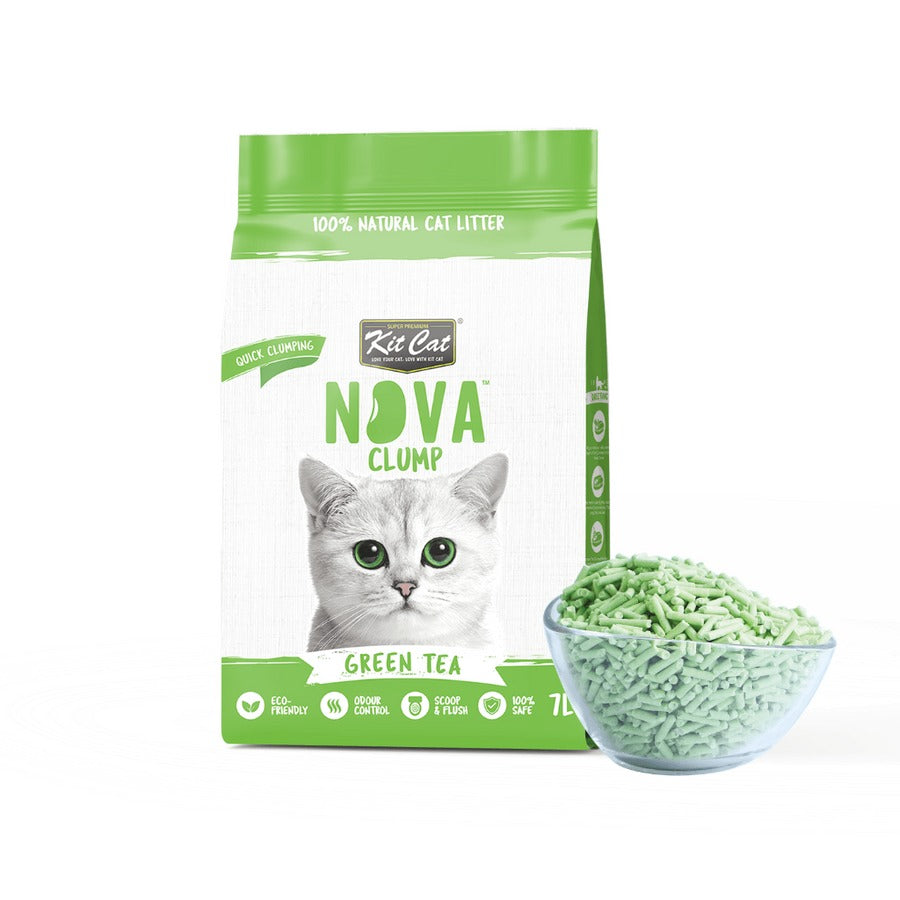 Pack 6 Kit Cat Arena Eco Nova Clump - Green Tea 7 L Arena para gatos - Fresco y Herbal